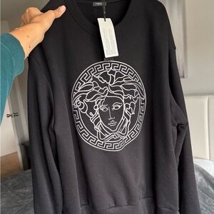 Versace Black Logo-Tag Crew Sweatshirt